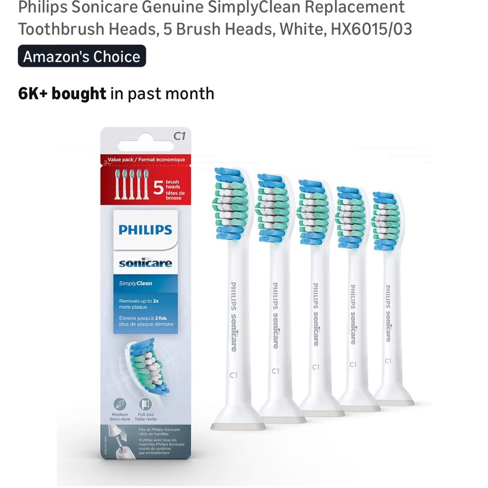 Philips Sonicare SimplyClean Replacement Toothbrush Heads HX6015/03 c1
